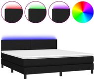 vidaXL Boxspringbed met matras en LED-verlichting, zwart, 180x200 cm, gestoffeerd