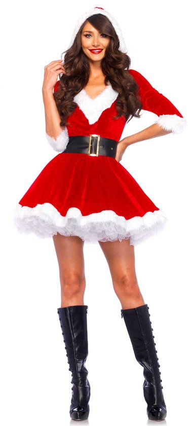 Leg Avenue Sexy Kerstjurkje Santa Met Capuchon - Maat S/M