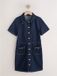 Next - Dames - Denim mini-jurkje met korte mouwen, gouden gesp en zakjes - Blauw