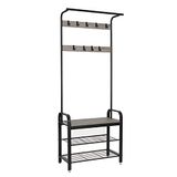 Meerveil Kapstok Vintage, industrieel, 2 draadplanken, 72 x 34 x 183 cm, grijze houtnerf schoenenkast