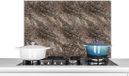 KitchenYeah Spatscherm keuken 80x55 cm Graniet - Aluminium - Muurbeschermer