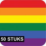 Bellatio Decorations Regenboog thema print Bierviltjes - onderzetters - 50x stuks - karton - Pride - feestartikelen - versiering