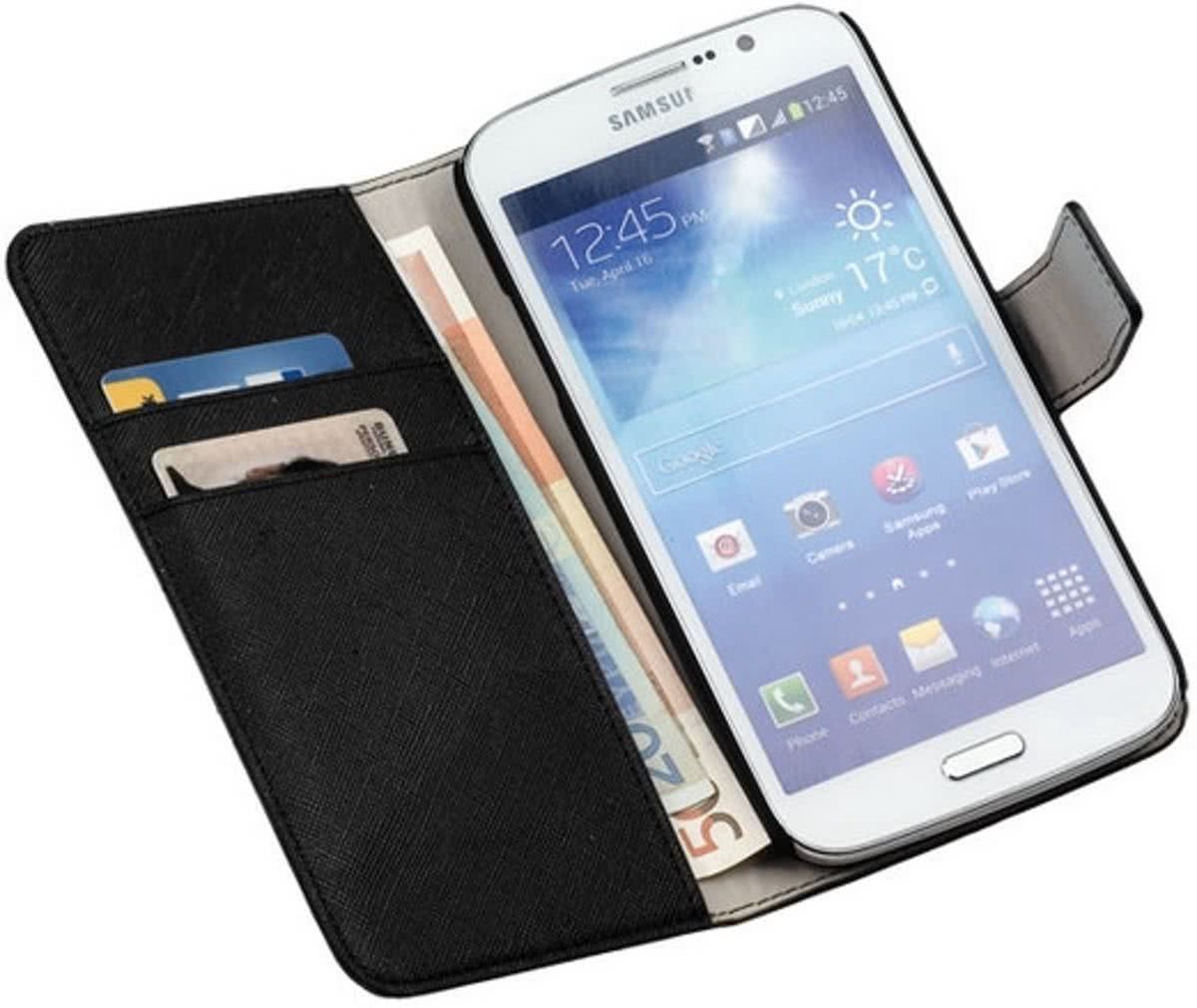 HC Case LELYCASE Book Case Flip Cover Wallet Hoesje Samsung Galaxy Mega 5.8 Zwart
