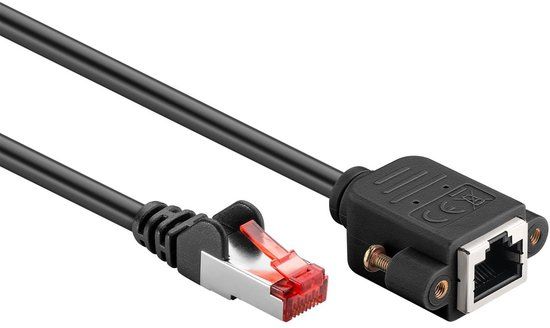 Goobay SFTP CAT6 netwerk verlengkabel | inbouwconnector | zwart | 0,50 meter