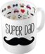 Bellatio Decorations Cadeau koffie/thee mok voor papa - zwarte snor - super papa - 300 ml - Vaderdag