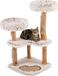 COSTWAY Arbre à chat, 101 cm, arbre à chat avec poteaux à gratter en bois massif et jute, tapis griffoir, 2 sièges en peluche et 2 grandes plateformes, meuble pour chat