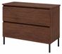 3xE living Meuble sous-vasque 80 cm, 2 tiroirs, chêne noyer | Fermeture douce, façade lisse sans poignée, MDF, plan inclus, pieds noirs, 80 x 46 x 73,6 cm