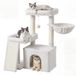 Feandrea Krabpaal, Kattenboom met Sisal Krabplank, 60 x 40 x 85,8 cm | Kattenhuis, Hangmat en 2 Pluche Kattenmanden, voor Kittens en Oudere Katten, Crème Wit, CLAWFY Collectie PCT013W101
