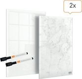Nobo Glazen Mini Whiteboards - Wit/Marmer
