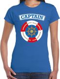 Bellatio Decorations Shoppartners Bv Kapitein/captain verkleed t-shirt - blauw - voor dames - maritiem - carnaval / feest shirt kleding / kostuum M