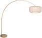 Steinhauer Booglamp Vela Lino 4673BR brons met beige-crème textiel kap 60 cm diameter, hoogte 210-240 cm, verstelbaar