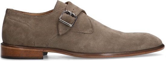 Manfield Heren Taupe Suède Gespschoenen Maat 45