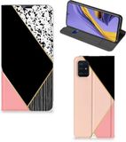 B2Ctelecom Samsung Galaxy A51 Book Case Zwart Roze Vormen
