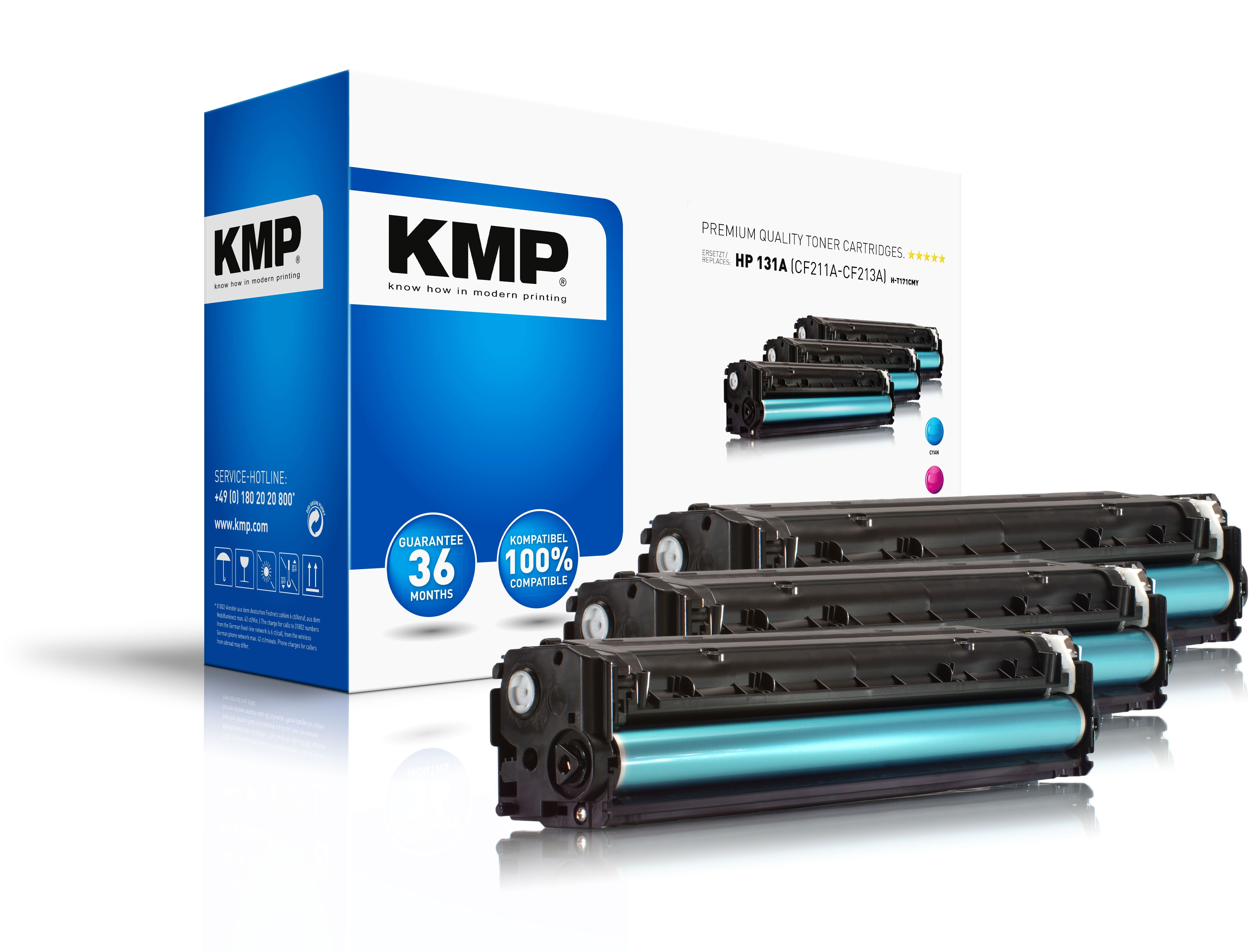 KMP Printtechnik CF211A Cyaan, Geel, Magenta Tonercartridge voor HP LaserJet Pro 200 Series