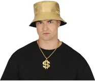 Fiestas Guirca Carnaval verkleed gangster ketting - metaal - goud - pooier - dollarteken