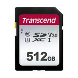 Transcend SDXC 300S 512GB UHS-I, C10, U3, V30, 4K, Full HD, tot 95/40 MB/s (ideaal voor digitale camera's) met frustratie free verpakking TS512GSDC300S-E