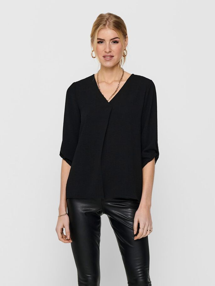 JDY DIVYA Top V-hals Zwart Polyester - Maat 36