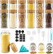 OEM Bol Kruidenpotjes met Houten Deksel - Set van 12 - Glazen - 120 ml
