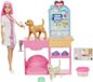 Barbie Ensemble de jeu vétérinaire, poupée aux cheveux roses, 2 animaux, accessoires de vétérinaire, JFX93
