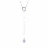 Swarovski Attract y-ketting, Ronde slijpvorm, Blauw, Rodium toplaag
