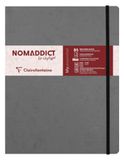Clairefontaine 794465C Nomaddict (ex Age Bag) Genaaid Notitieboek Elastiek My.Essential Grijs - B5 19x25 cm - 192 Pagina's Genummerd Gelijnd - Ivoorkleurig Papier 90 g - Omslag Glanskarton Lederkorrel