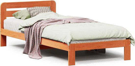 vidaXL Bedframe Massief Grenenhout Wasbruin 90x190 cm