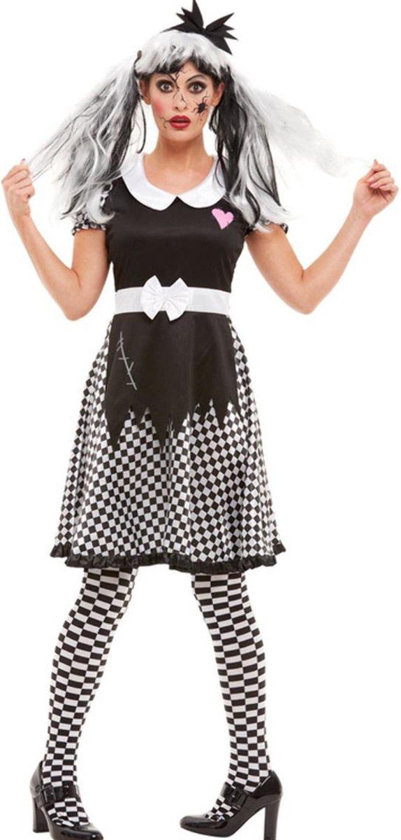 Smiffys Gebroken Poppenkostuum - Zwart - Polyester - Maat L - 50942L