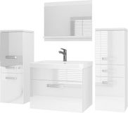 B BELINI GROUP BELINI Badkamermeubel Set PRI P4 - Badmeubelset 120 cm Wit Hochglans met Wastafel en Spiegel - Wandmontage