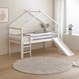 Sunny River Halfhoogslaper met Glijbaan en Ladder - Wit Huisbed 90x200 cm