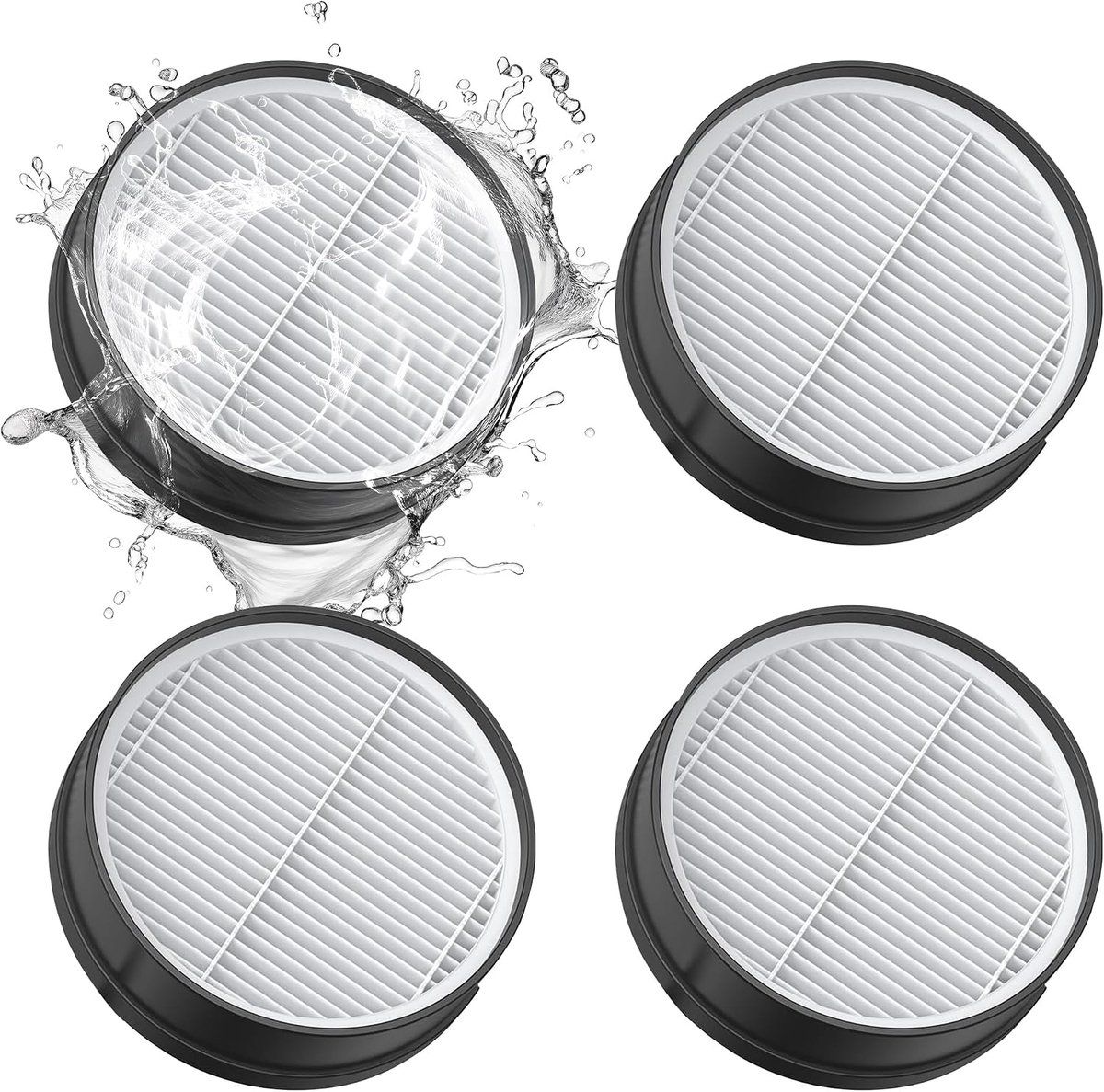 Merkloos / Sans marque Olvy HEPA-filters compatibel met Olvy A10 stofzuiger, wasbare ronde filterset, eenvoudig te reinigen stofzuigeraccessoires (4 stuks)