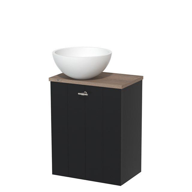 Maxaro Modulo Toiletmeubel 41 cm Mat Zwart Middenbruin Eiken