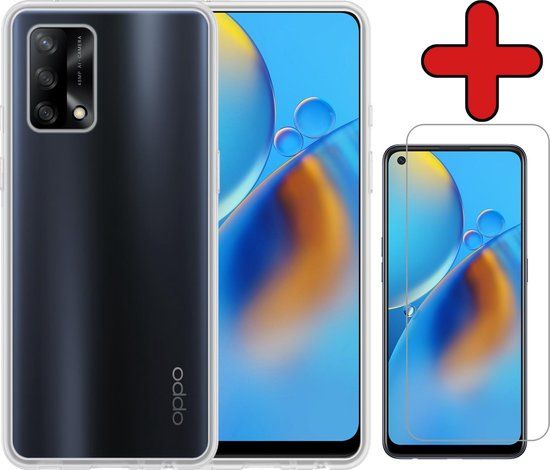 BTH Hoesje voor OPPO A74 4G - Siliconen - Transparant - Met Screenprotector