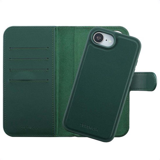 Selencia Hoesje - Geschikt voor Apple iPhone 17e / 16e - Olyn Uitneembare Bookcase geschikt voor MagSafe - Groen