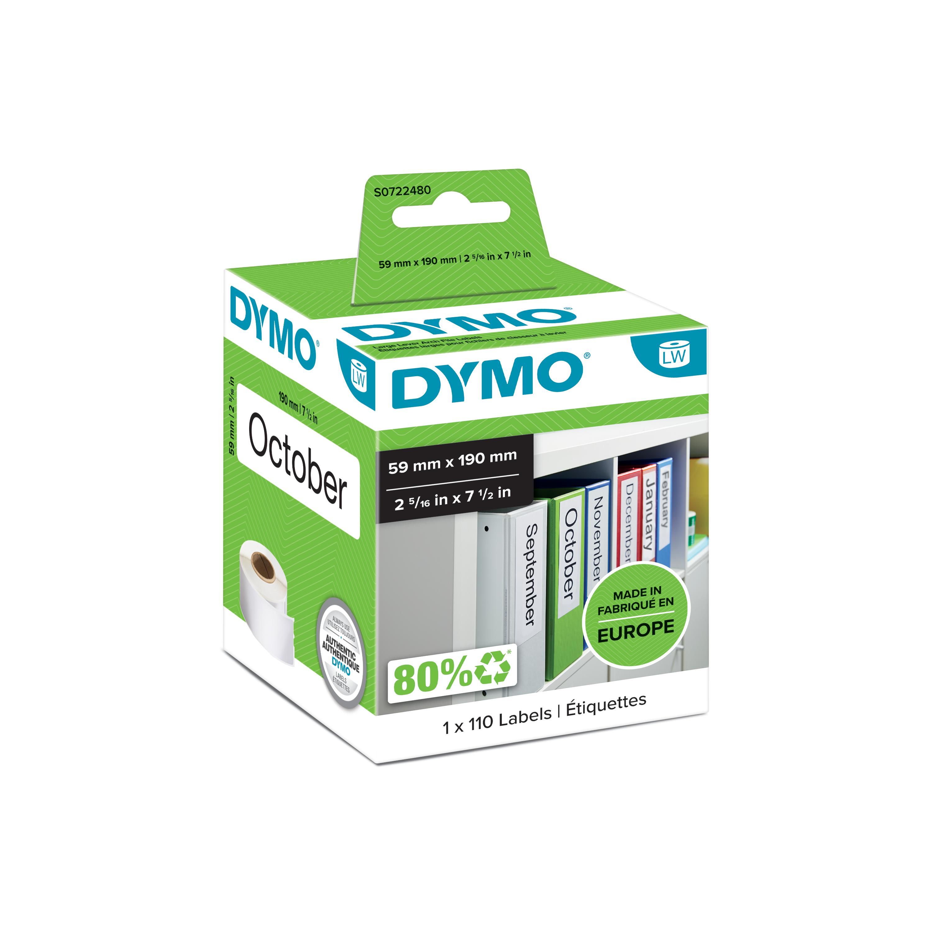 DYMO LabelWriter Large File Folder Labels - 59mm x 190mm - White - 110 Labels