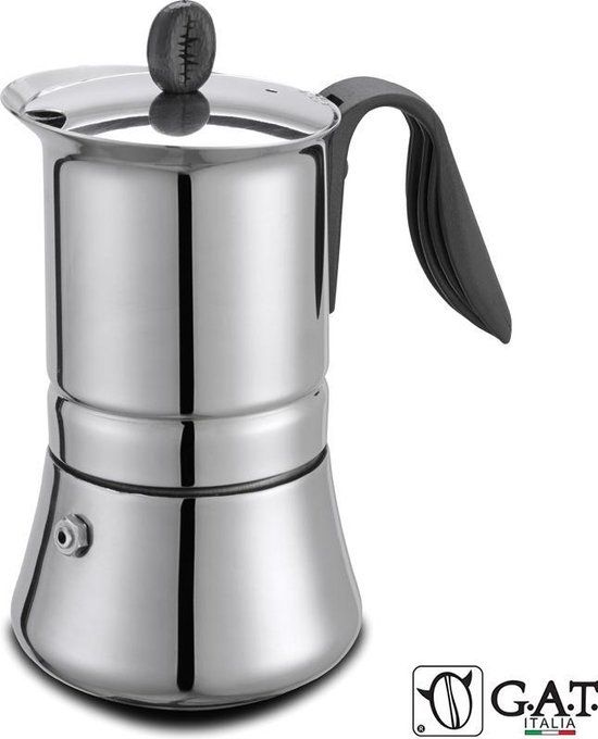 G.A.T. Italia Lady RVS Percolator - 4 kops - 200ml - Inductie - Zwart/RVS