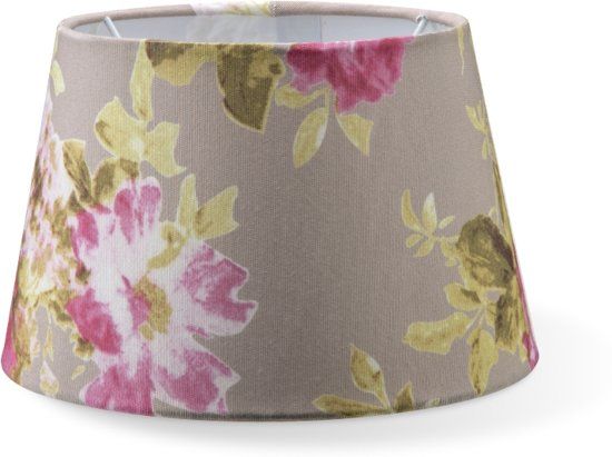 Home Sweet Home Lampenkap Flowers Rond 20 cm - Bloemenmotief - Grijs - E27