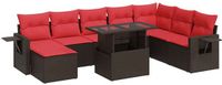 vidaXL 9-delige Loungeset met kussens, polyrattan, acacia, bruin