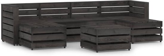 The Living Store Tuinset Pallet - Houten Loungeset - 69x70x66 cm - Grijs