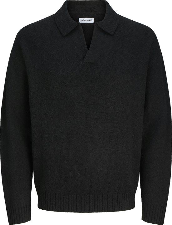 JACK&JONES JJSOHO OLLIE KNIT SPLIT NECK JNR Jongens Trui Zwart Maat 140