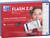 Oxford Flash 2.0-80 Bristol Flash-kaarten A6 (10,5 x 14,8 cm), gelinieerd, marineblauw