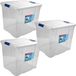 Merkloos Hega Hogar Opbergbox - 3x - met deksel - 42 x 35 x 35 cm - 35 Liter - Transparant