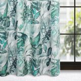 Eurofirany Adeline Gordijn, botanisch bladerpatroon, met inslagringen, microvezelgordijn, 1 stuk, modern, elegant, voor slaapkamer, woonkamer, kinderkamer, 140 x 250 cm, wit en groen