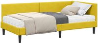 vidaXL Hoekbedframe met Matras 2 st Geel Fluweel 90 x 190 cm