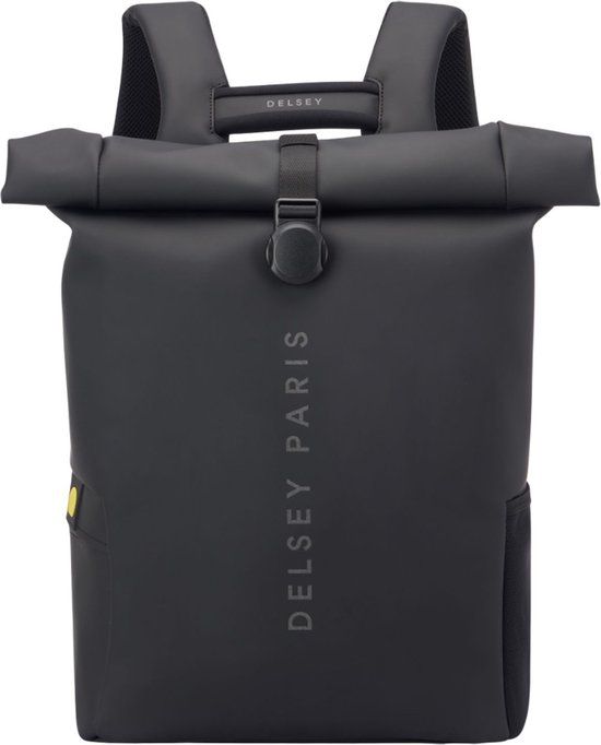 DELSEY Turenne Soft Rolltop Rugzak – 15,6 Inch Laptopvak – 26L – RFID Blokkering – Gerecycled PU – Black
