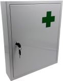 Merkloos Relaxdays Medicijnkastje Afsluitbaar - 5 Vakken - 43 x 35,5 x 8 cm - Wit-Groen