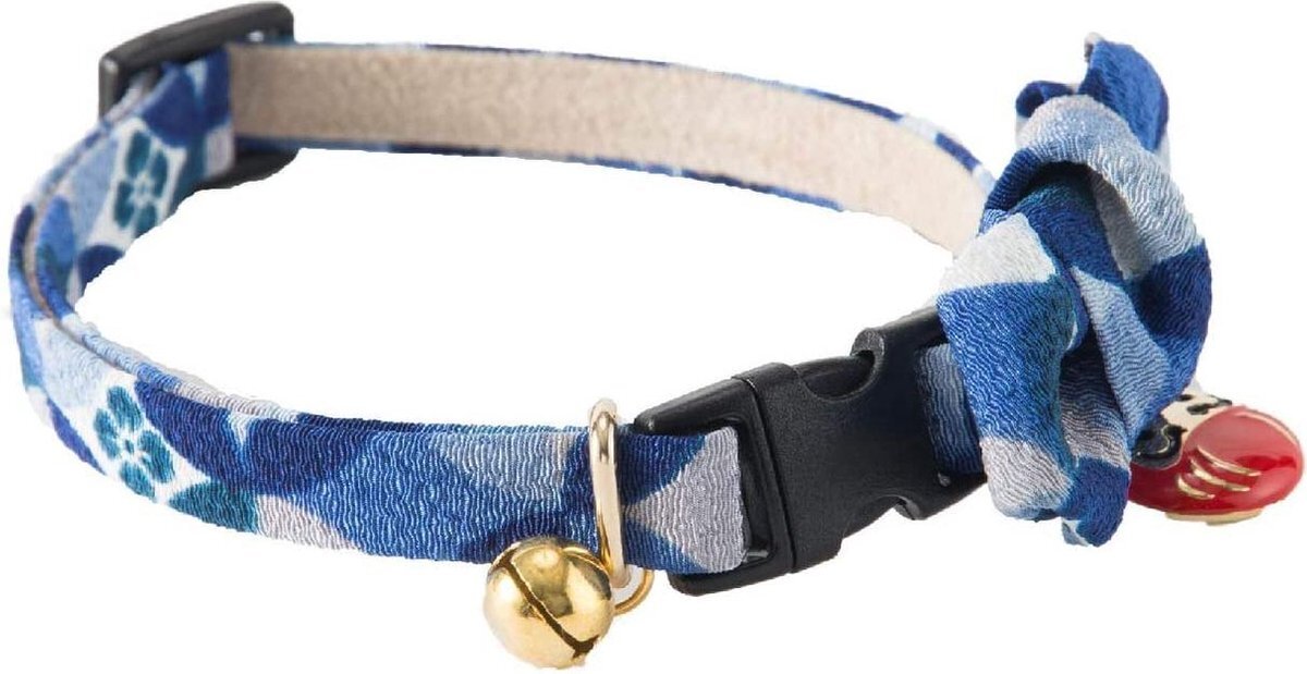 SPIRE-PETS NECOICHI Daruma kattenhalsband blauw met strik blauw