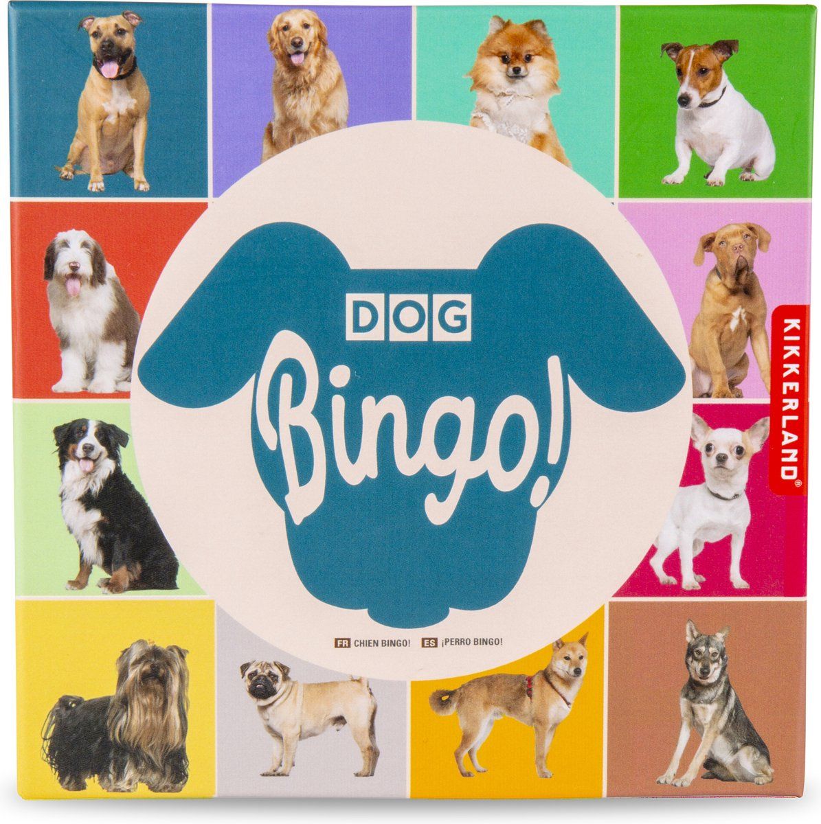Kikkerland Dog Bingo - Reisspel - 54 honden rassen - Voor maximaal 12 spelers