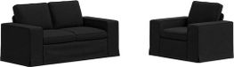 vidaXL Canapé 2 places Tissu Noir