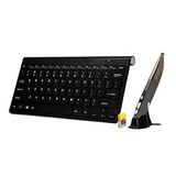 ZAORUN Computer Draadloos toetsenbord, KM-909 2,4 GHz draadloos multimedia-toetsenbord + draadloze optische penmuis met USB-ontvangerset compatibel voor computer PC laptop, willekeurige pen muis kleur levering (Blac