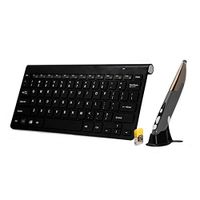 ZAORUN Computer Draadloos toetsenbord, KM-909 2,4 GHz draadloos multimedia-toetsenbord + draadloze optische penmuis met USB-ontvangerset compatibel voor computer PC laptop, willekeurige pen muis kleur levering (Blac